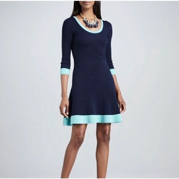 Lilly Pulitzer Gabriella Merino Wool Sweater Dress Navy Blue Large - Picture 2 of 7